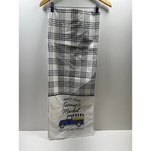 True Living Table Runner Farmers Market Fresh & Local Blue Pickup 68X13 New
